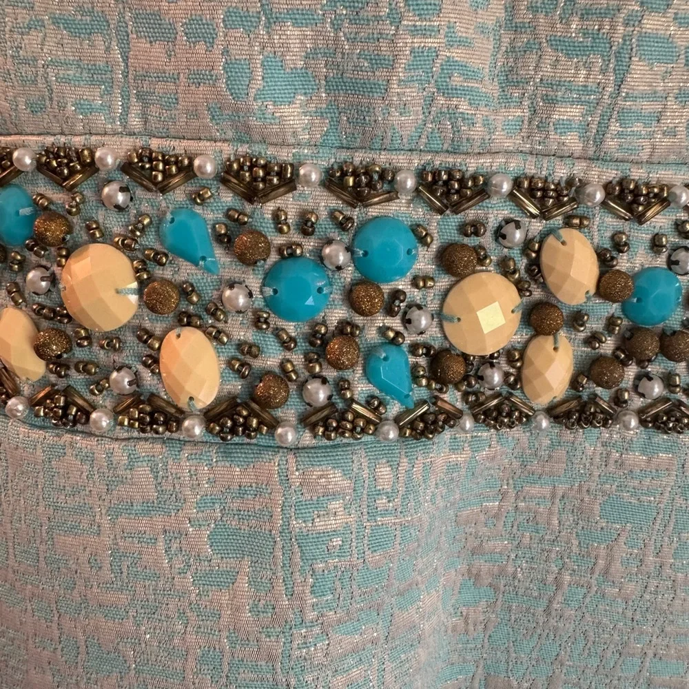 Vintage Lilly Pulitzer Light Blue Metallic Dress Gem Stone Embroidered Size 8 - Picture 5 of 6